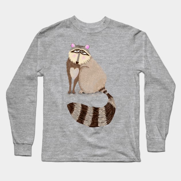 Racoon Eyes Long Sleeve T-Shirt by Lynndarakos